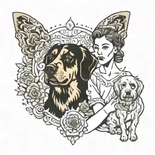 Doodle Dog And Woman Holding