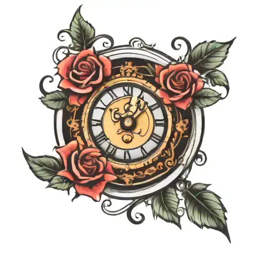 Clock Pointing To 4 With Roses Surrounding