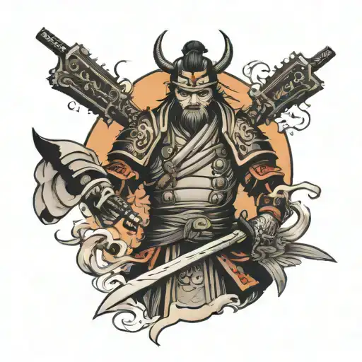 Samurai Warrior Holding A Cross Instead Of A Sword