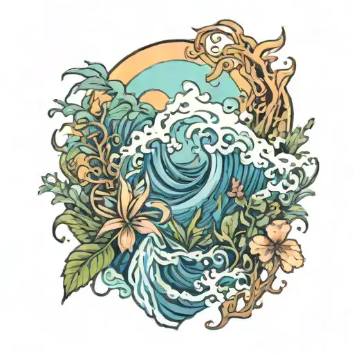 Ocean Crashing Plants Growing