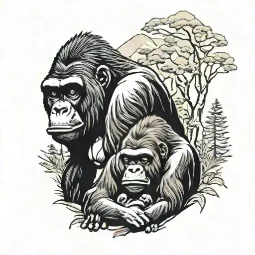 Gorilla Family Hiking