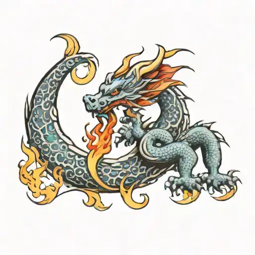 Moon And Dragon Breathing Fire