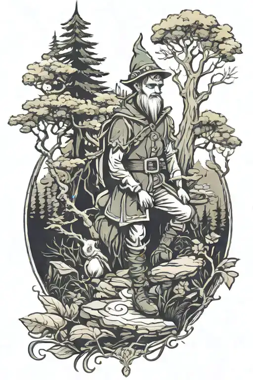 Elf In Forest Landscape