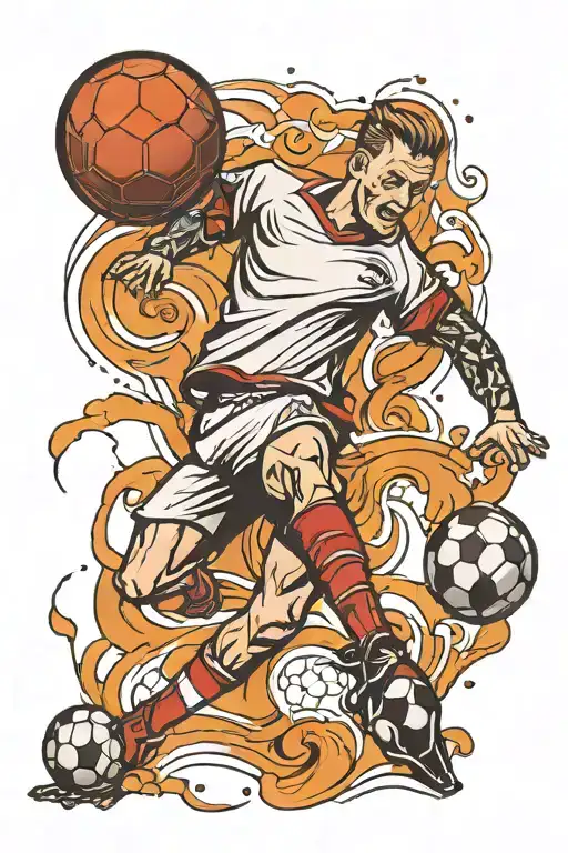 Football Player Kicking A Ball