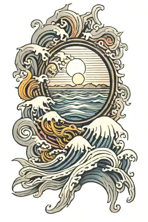 Sun Moon Water Waves
