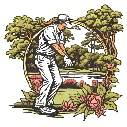 Callaway Gardens Azalea In The Background With Golfer Hitting A Golf Ball