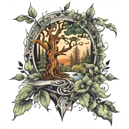 Half Sleeve Tattoo Design Forest