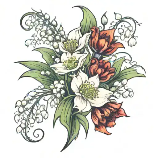 Lily Of The Valley With Poppy & Chrysanthemum