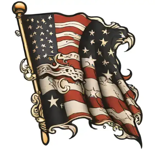 American Flag Primarily Black