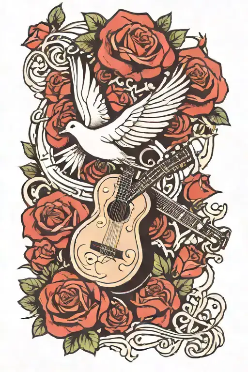 Dove And Rose And Cross And Guitar