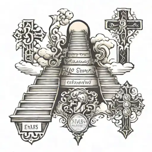 Steps To Heaven With Jesus At The Top And Nameplates On Ecah Step