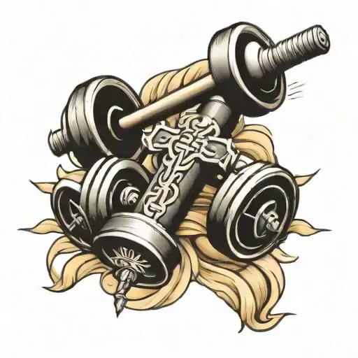 Catholic Tattoo With Gym Dumbbell