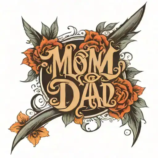 Mom Dad Calligraphy With Intial Of L R S S