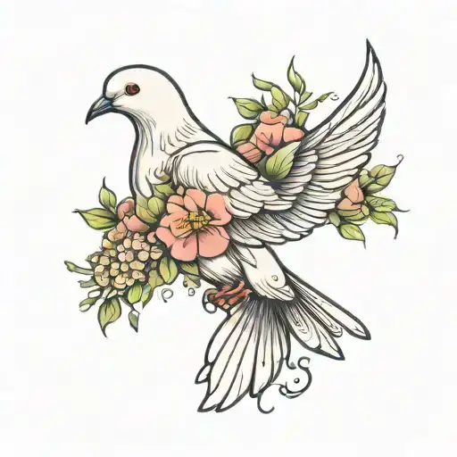 Dove And Flowers Wrapped