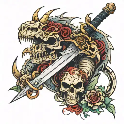 Skull Sword Dragon Wrapped