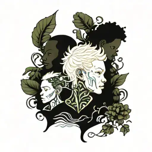 Black Boy And Albino Boy Dressed In Seaweed