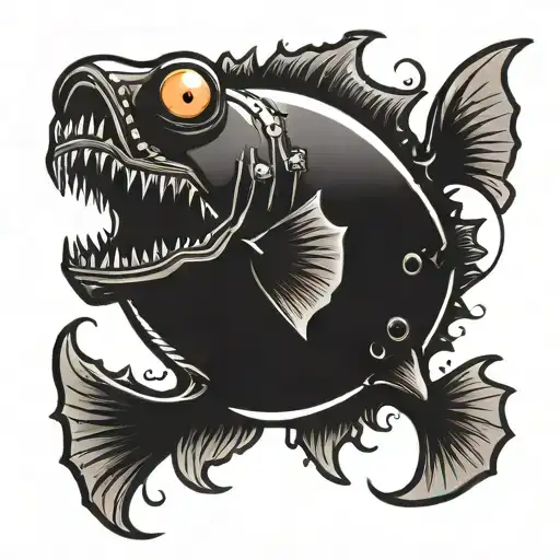 Angler Fish With Pistons Like Crossbones Floating
