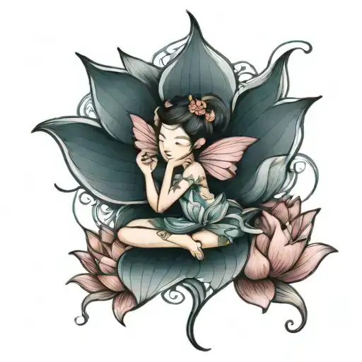 Lotus Flower And Fairy