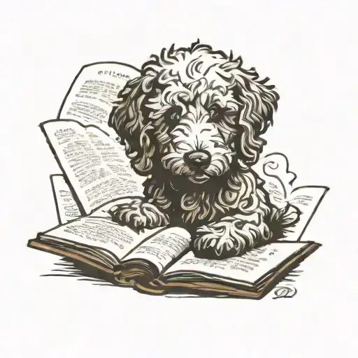 Goldendoodle Reading A Book Open