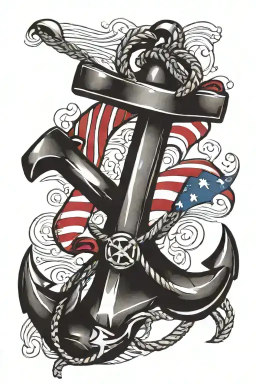 Anchor With American Flag