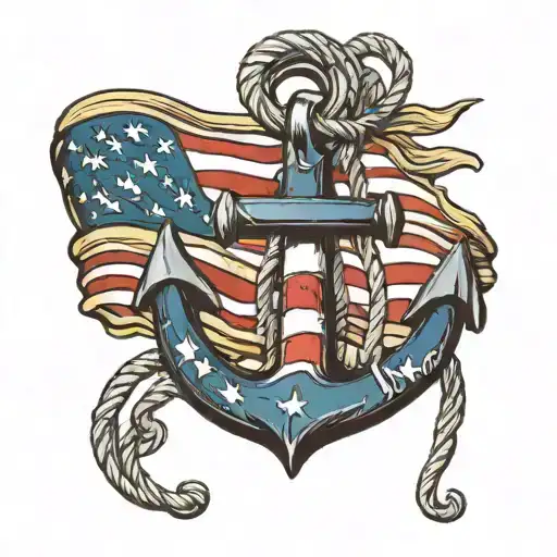Anchor With American Flag Wrap Around