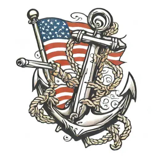 Anchor With American Flag