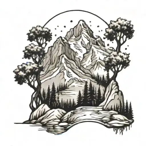 Mountain With Trees Name Incorporated Within
