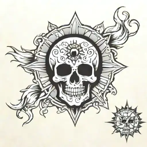 Skull Sun Moon Hand