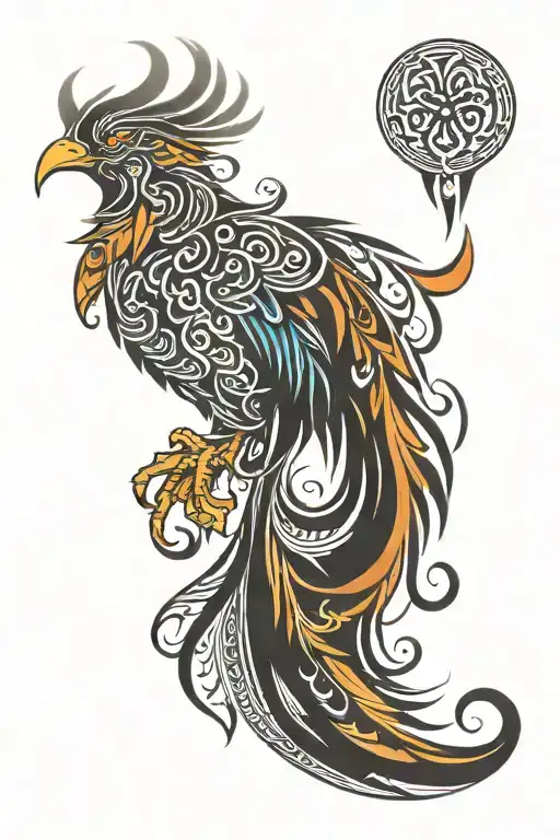 Tribal Patterns That Form A Phoenix