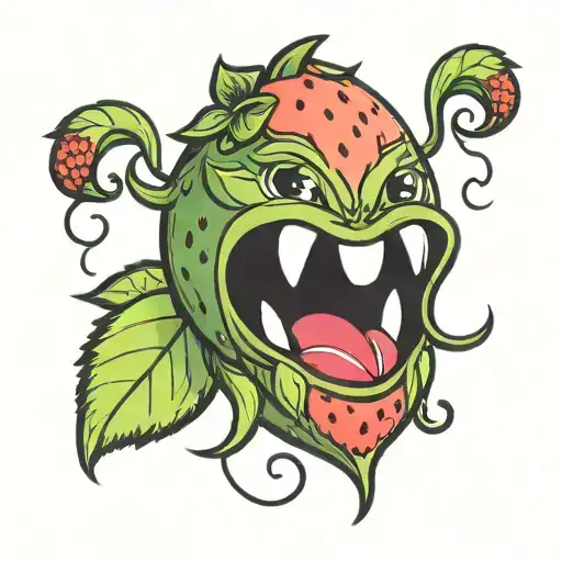 Smiling Cartoon Strawberry With Ponytail