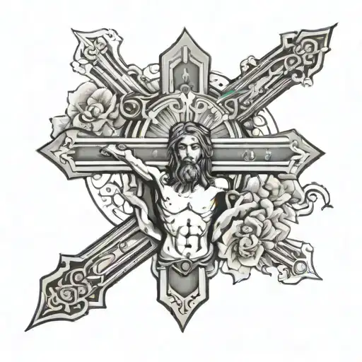 Cross And Jesus On The Chest