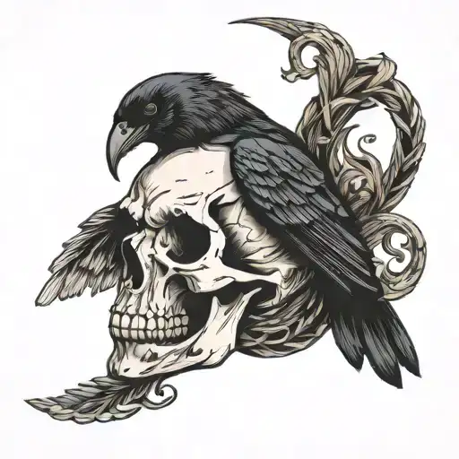 Raven Human Skull Snake