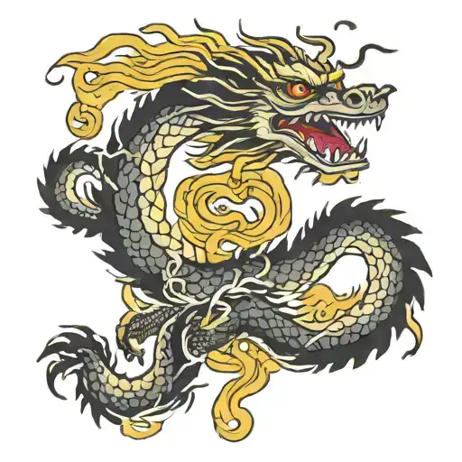 Chinese Dragon With Pagoda Temple