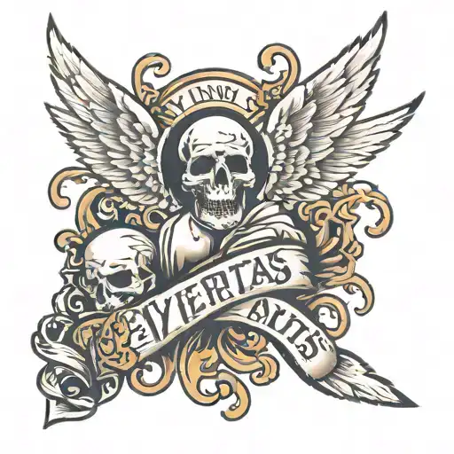 Vino Veritas Font With Fallen Angel Falling