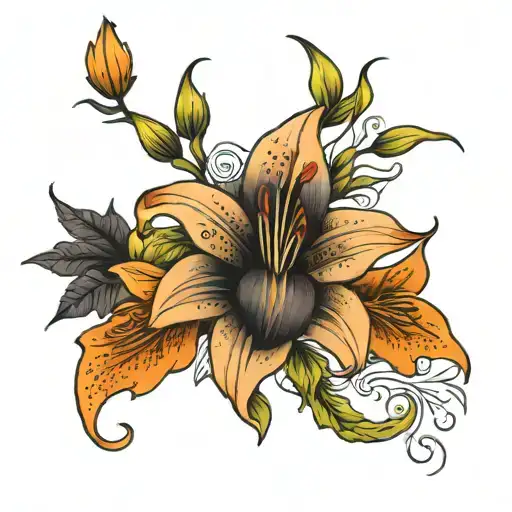 Black Rose And Orange Tiger Lilly Flowers