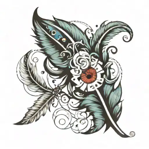 Forearm Tattoos Of Puzzle Pieces Surrounding A Feather