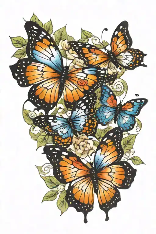 Beautiful Butterflies Flying Together Representing Strength & Courage