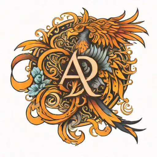 Phoenix Bird With The Letters A And D Included In The Feathers