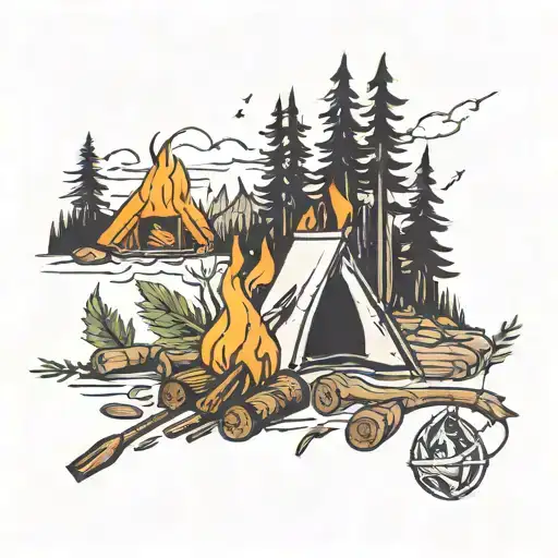 Camp Fire In The Woods