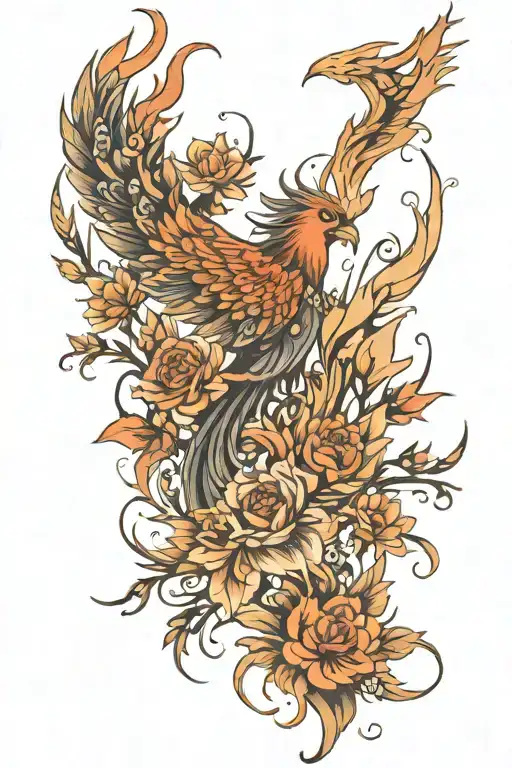 Phoenix And Flowers