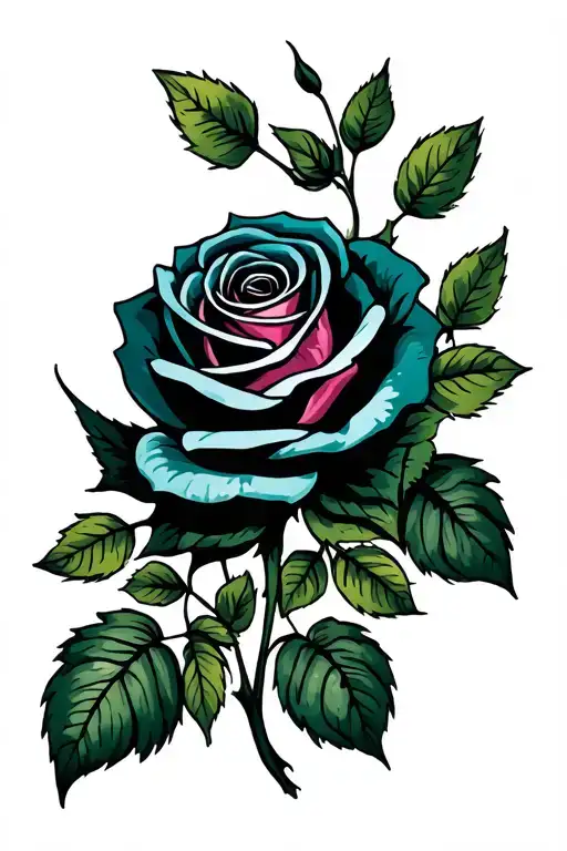 Rose And Leaves Growing