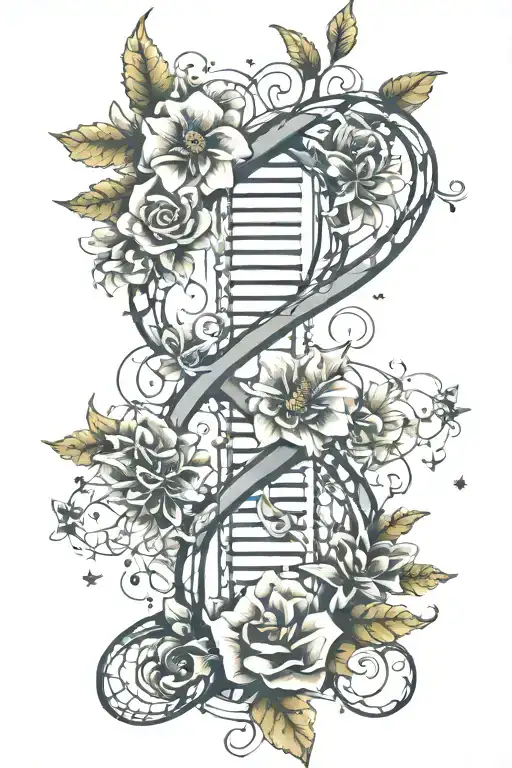 Dna Double Helix Flowers Stars Forming The Shape