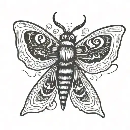 Moth With Black Wings Spread Wide