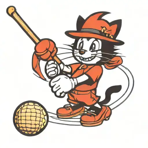 Felix The Cat Golfer Swinging A Club