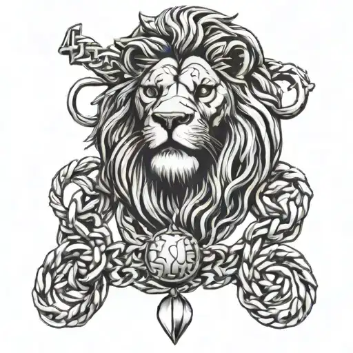 Lion With Boxing Glove Pendant And Cuban Link Chain Around The Lions Neck