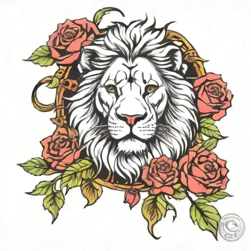 Lion Rose Intertwined