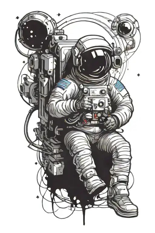 An Astronaut Sitting Alone