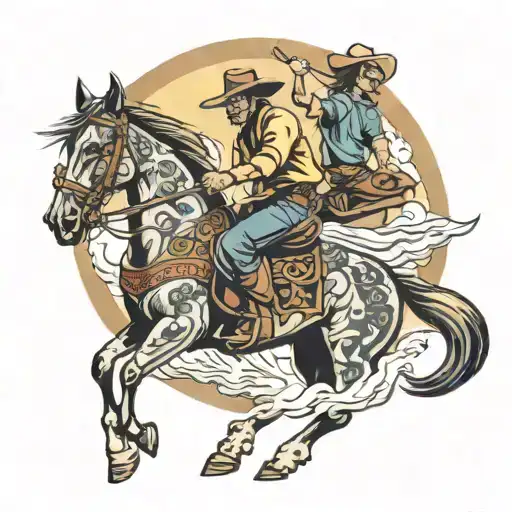 Cowboy And Surfer Riding