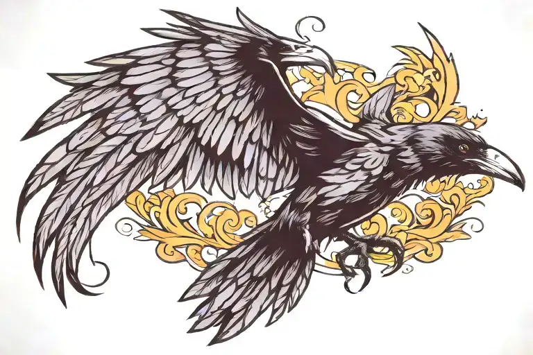 Raven Spread Wings