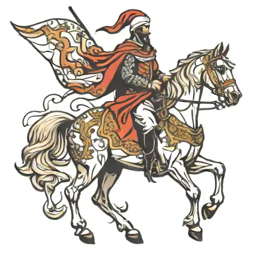 Arabian Knight On Horse Galloping Profile